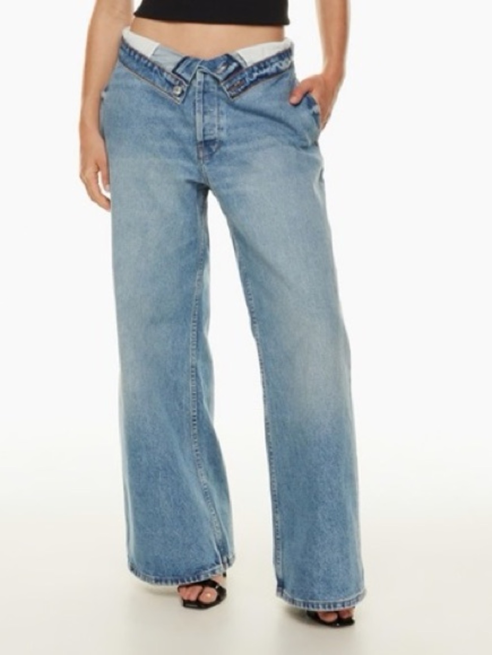 EB Denim Madison High-Rise Foldover Wide Leg Jeans Size 28